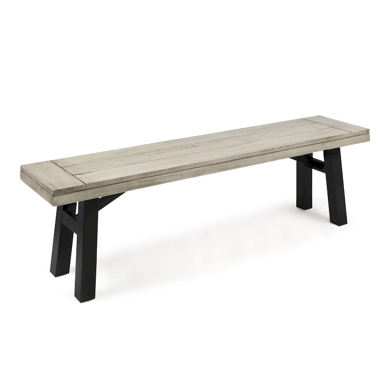 Ensemble de salle à manger rectangulaire d'extérieur en bois d'acacia, comprenant 3 pièces, avec 2 bancs et plateau à lattes. Idéal pour terrasse, jardin et pique-nique.