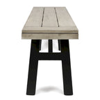 Ensemble de salle à manger rectangulaire d'extérieur en bois d'acacia, comprenant 3 pièces, avec 2 bancs et plateau à lattes. Idéal pour terrasse, jardin et pique-nique.