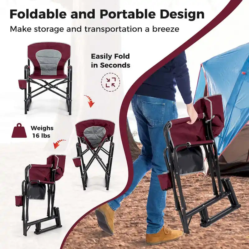 Fauteuil de camping à bascule Goplus Outdoor pour adultes avec double ressort - Voir les détails