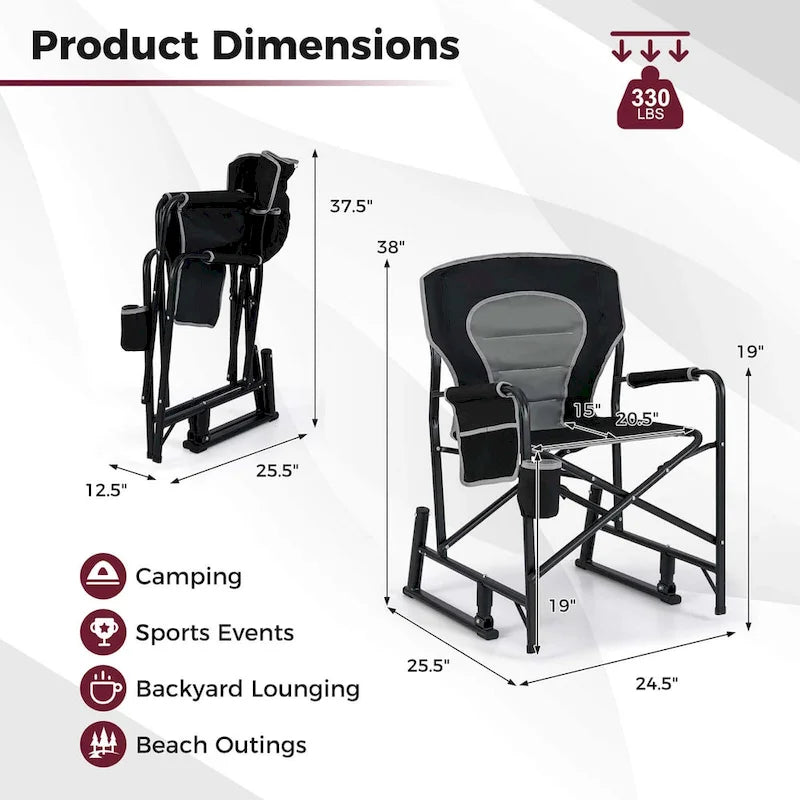 Fauteuil de camping à bascule Goplus Outdoor pour adultes avec double ressort - Voir les détails