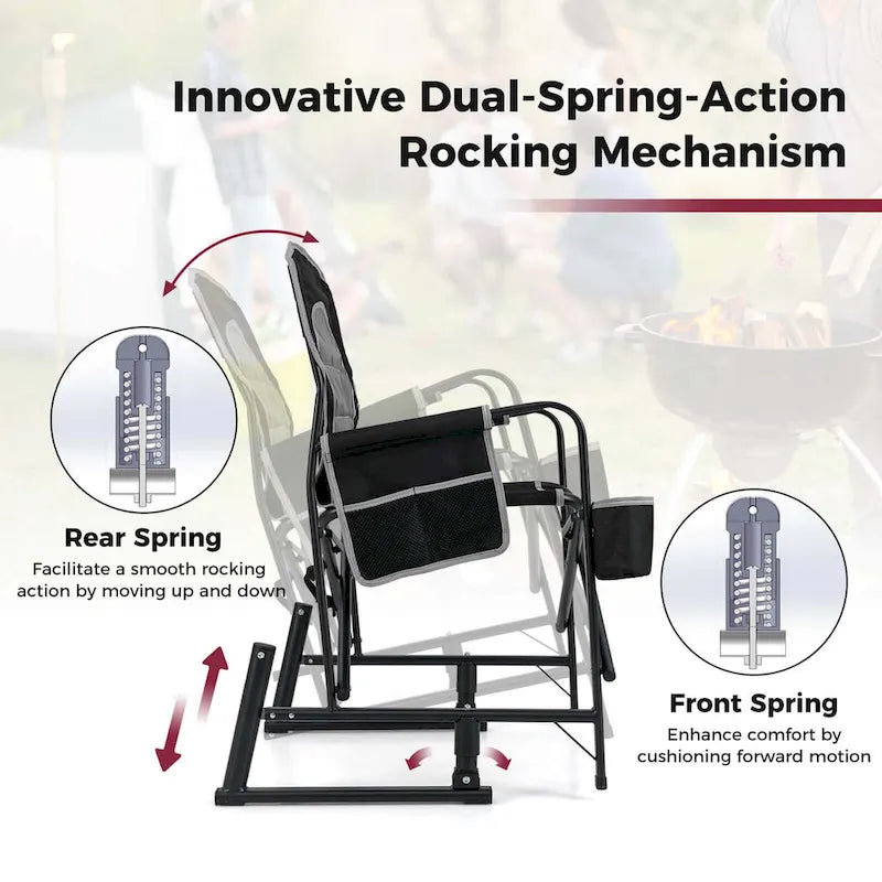 Fauteuil de camping à bascule Goplus Outdoor pour adultes avec double ressort - Voir les détails