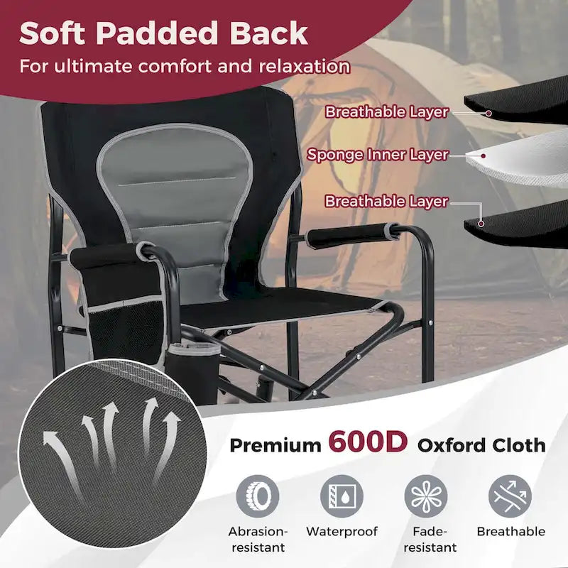 Fauteuil de camping à bascule Goplus Outdoor pour adultes avec double ressort - Voir les détails