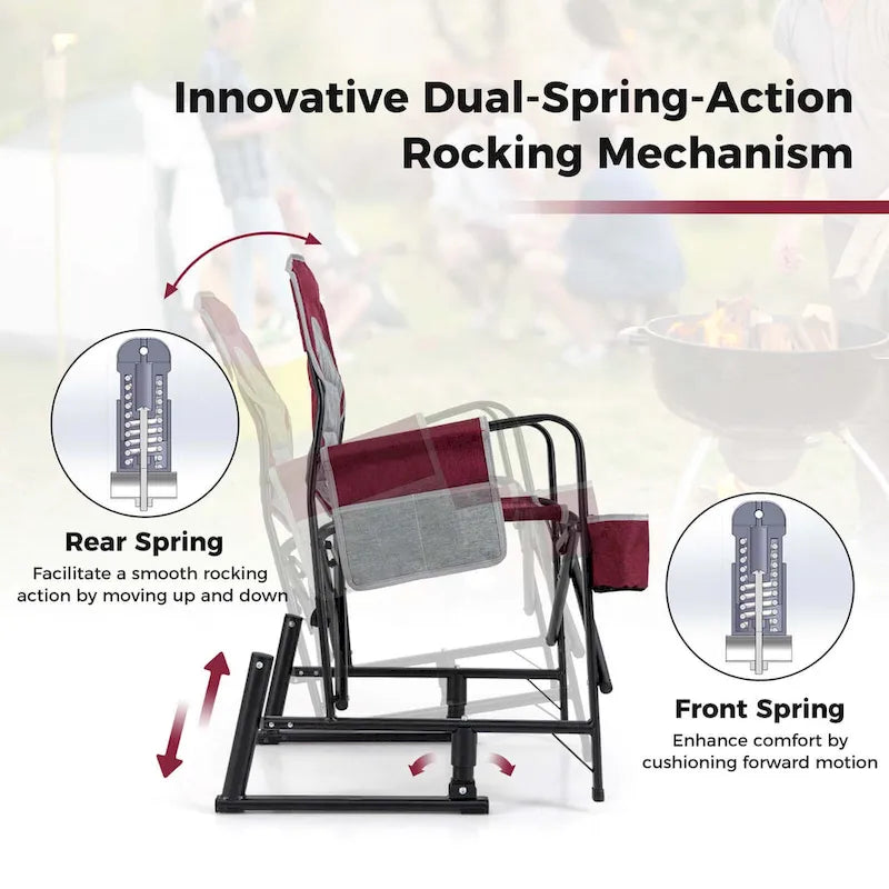 Fauteuil de camping à bascule Goplus Outdoor pour adultes avec double ressort - Voir les détails