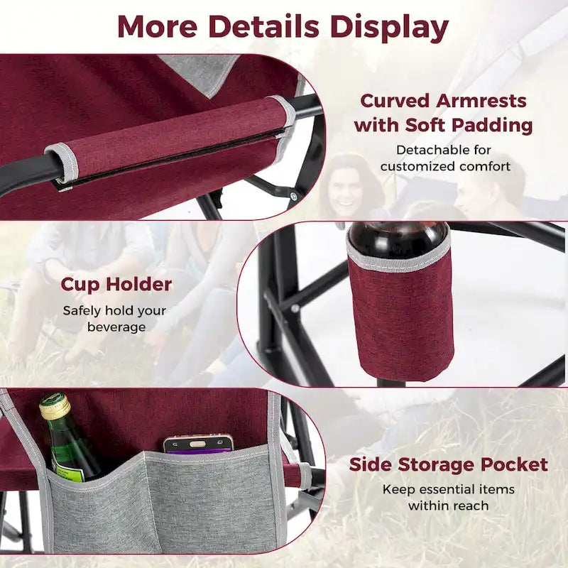 Fauteuil de camping à bascule Goplus Outdoor pour adultes avec double ressort - Voir les détails