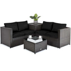 Ensemble de mobilier de jardin en rotin Costway 4 pièces avec canapé deux places rembourré