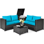 Ensemble de mobilier de jardin en rotin Costway 4 pièces avec canapé deux places rembourré