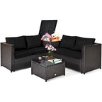 Ensemble de mobilier de jardin en rotin Costway 4 pièces avec canapé deux places rembourré