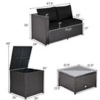 Ensemble de mobilier de jardin en rotin Costway 4 pièces avec canapé deux places rembourré