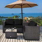 Ensemble de mobilier de jardin en rotin Costway 4 pièces avec canapé deux places rembourré