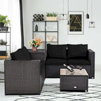 Ensemble de mobilier de jardin en rotin Costway 4 pièces avec canapé deux places rembourré