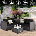 Ensemble de mobilier de jardin en rotin Costway 4 pièces avec canapé deux places rembourré