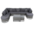 Ensemble de canapé d'angle d'extérieur en résine tressée 7 pièces, mobilier de patio en rotin résistant aux intempéries avec table basse et coussins