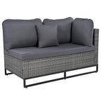 Ensemble de canapé d'angle d'extérieur en résine tressée 7 pièces, mobilier de patio en rotin résistant aux intempéries avec table basse et coussins