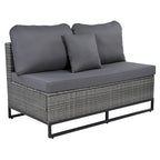 Ensemble de canapé d'angle d'extérieur en résine tressée 7 pièces, mobilier de patio en rotin résistant aux intempéries avec table basse et coussins