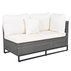 Ensemble de canapé d'angle d'extérieur en résine tressée 7 pièces, mobilier de patio en rotin résistant aux intempéries avec table basse et coussins