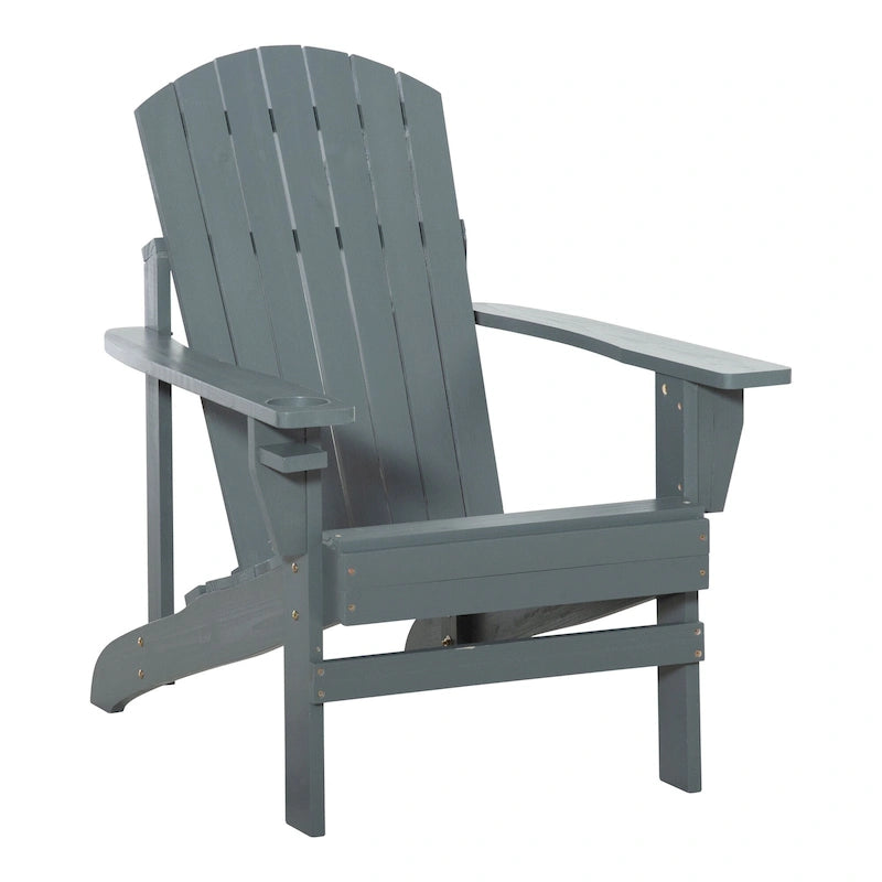 Chaise Adirondack en bois, chaise de jardin résistante aux intempéries avec porte-gobelet pour terrasse, jardin ou cour.