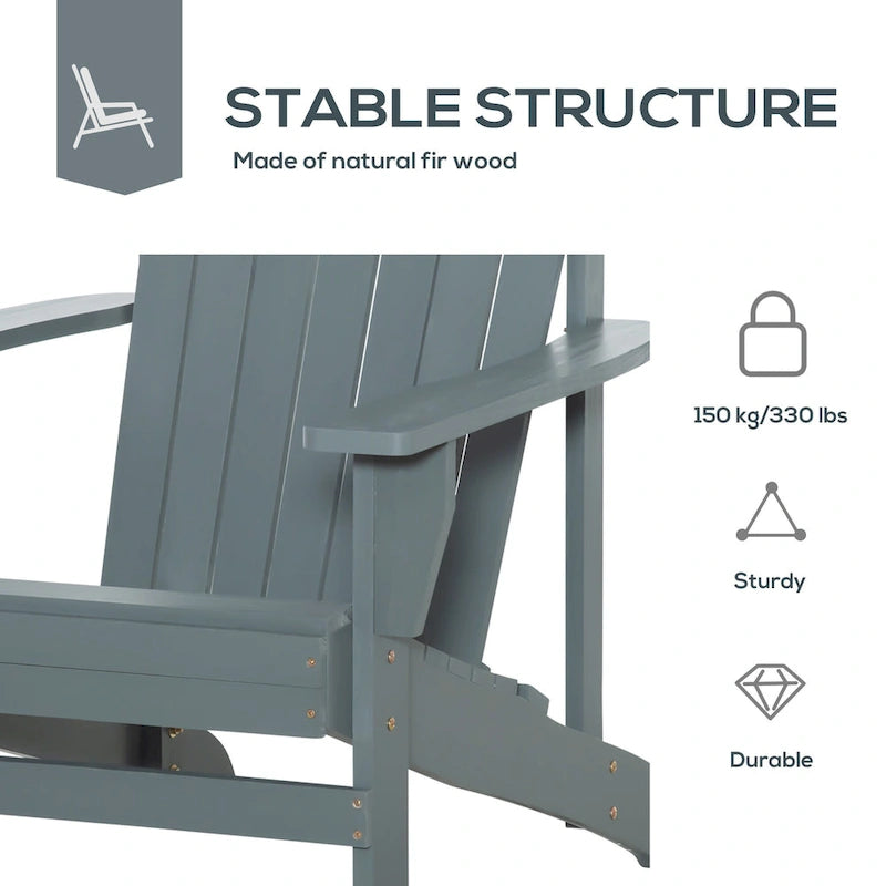 Chaise Adirondack en bois, chaise de jardin résistante aux intempéries avec porte-gobelet pour terrasse, jardin ou cour.