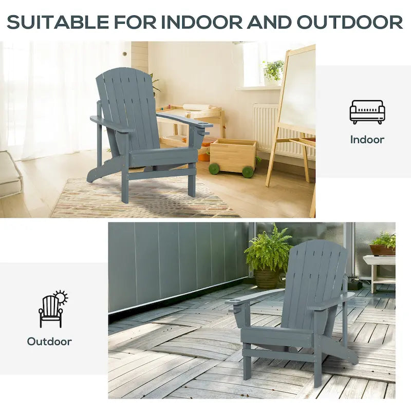 Chaise Adirondack en bois, chaise de jardin résistante aux intempéries avec porte-gobelet pour terrasse, jardin ou cour.
