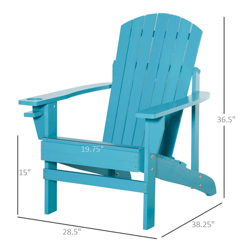 Chaise Adirondack en bois, chaise de jardin résistante aux intempéries avec porte-gobelet pour terrasse, jardin ou cour.