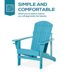 Chaise Adirondack en bois, chaise de jardin résistante aux intempéries avec porte-gobelet pour terrasse, jardin ou cour.