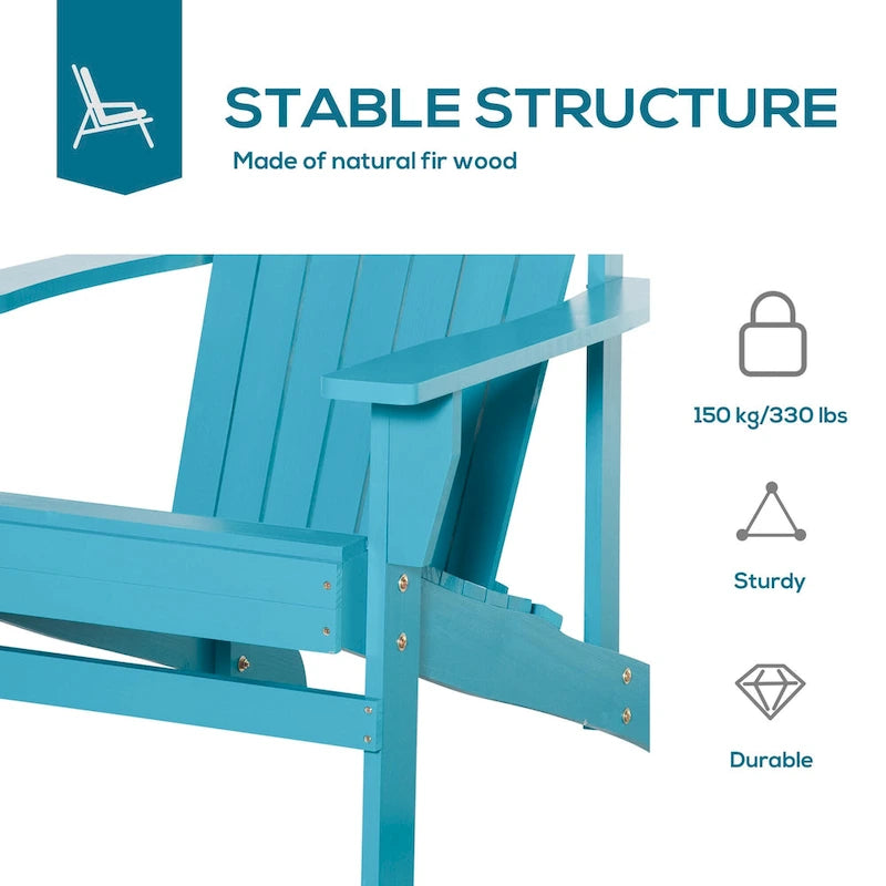 Chaise Adirondack en bois, chaise de jardin résistante aux intempéries avec porte-gobelet pour terrasse, jardin ou cour.