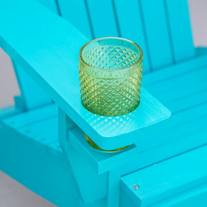 Chaise Adirondack en bois, chaise de jardin résistante aux intempéries avec porte-gobelet pour terrasse, jardin ou cour.