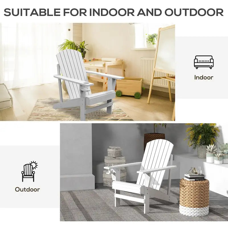 Chaise Adirondack en bois, chaise de jardin résistante aux intempéries avec porte-gobelet pour terrasse, jardin ou cour.