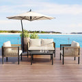 Ensemble canapé d'extérieur multi-places avec table, idéal pour le jardin, la cour et les balcons.