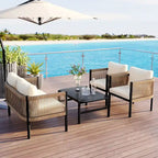 Ensemble canapé d'extérieur multi-places avec table, idéal pour le jardin, la cour et les balcons.