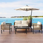 Ensemble canapé d'extérieur multi-places avec table, idéal pour le jardin, la cour et les balcons.