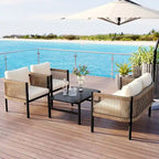 Ensemble canapé d'extérieur multi-places avec table, idéal pour le jardin, la cour et les balcons.
