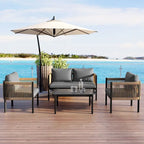 Ensemble canapé d'extérieur multi-places avec table, idéal pour le jardin, la cour et les balcons.