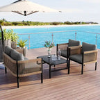 Ensemble canapé d'extérieur multi-places avec table, idéal pour le jardin, la cour et les balcons.
