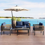Ensemble canapé d'extérieur multi-places avec table, idéal pour le jardin, la cour et les balcons.