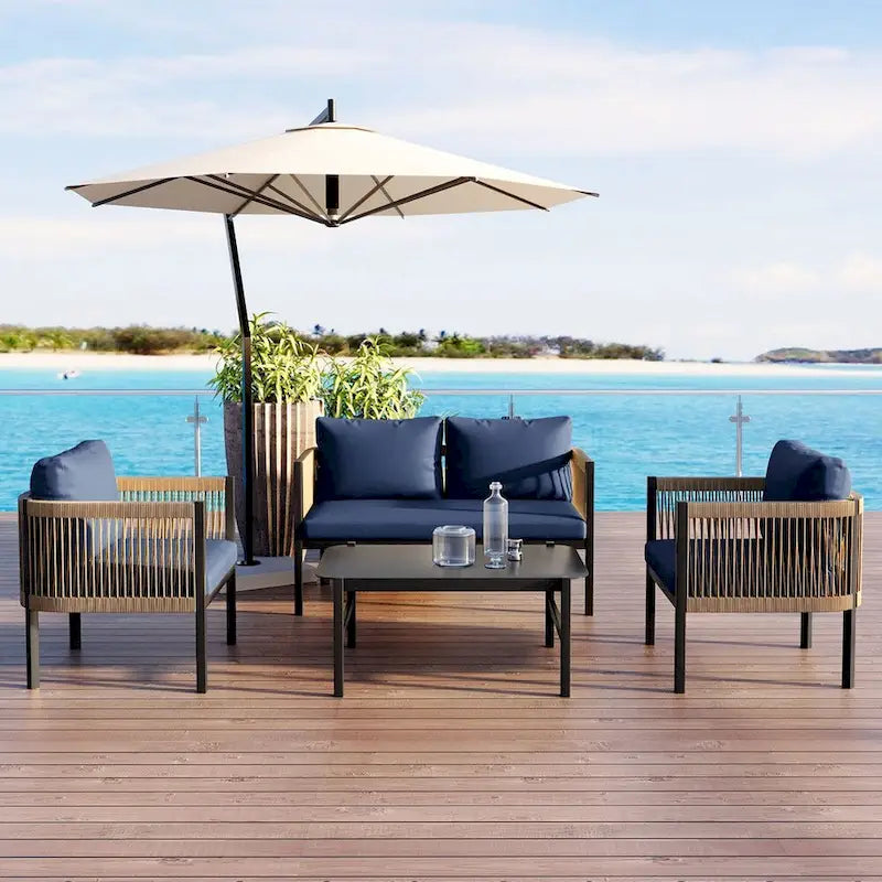 Ensemble canapé d'extérieur multi-places avec table, idéal pour le jardin, la cour et les balcons.