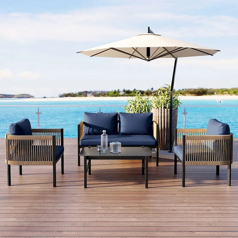 Ensemble canapé d'extérieur multi-places avec table, idéal pour le jardin, la cour et les balcons.