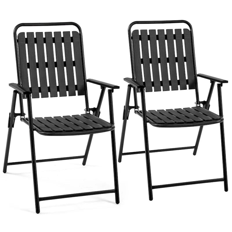 Yaheetech 2pcs Outdoor/Indoor Foldable Plastic Slatted Folding Dining Chairs for Garden
