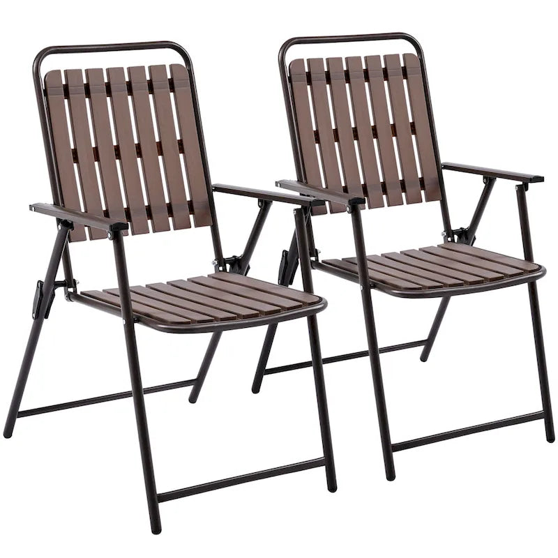 Yaheetech Lot de 2 chaises de jardin pliantes en plastique à lattes pour l'intérieur et l'extérieur