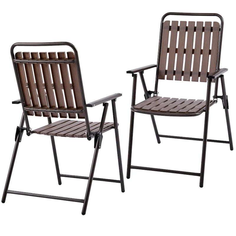 Yaheetech Lot de 2 chaises de jardin pliantes en plastique à lattes pour l'intérieur et l'extérieur