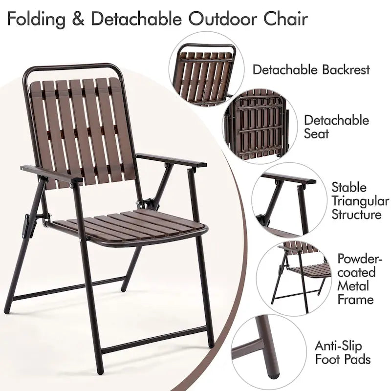 Yaheetech Lot de 2 chaises de jardin pliantes en plastique à lattes pour l'intérieur et l'extérieur
