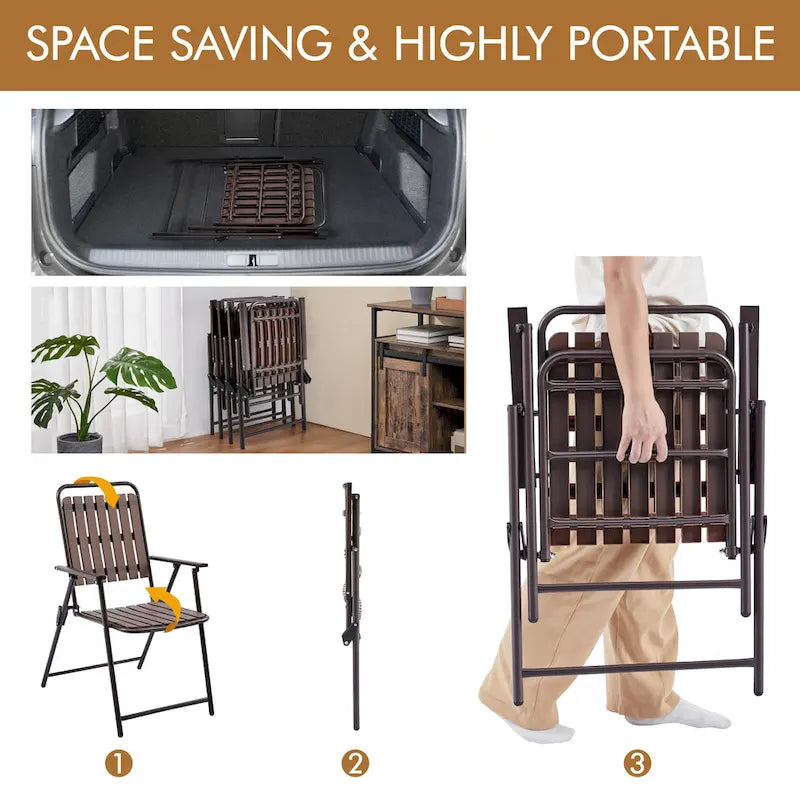 Yaheetech Lot de 2 chaises de jardin pliantes en plastique à lattes pour l'intérieur et l'extérieur