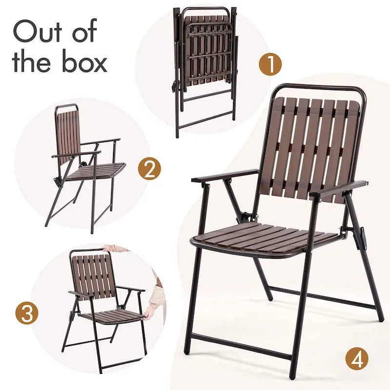 Yaheetech Lot de 2 chaises de jardin pliantes en plastique à lattes pour l'intérieur et l'extérieur