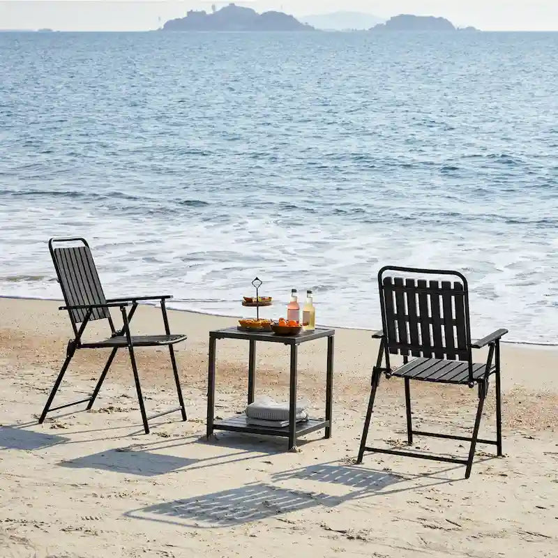Yaheetech Lot de 2 chaises de jardin pliantes en plastique à lattes pour l'intérieur et l'extérieur
