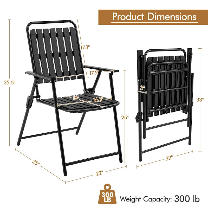 Yaheetech Lot de 2 chaises de jardin pliantes en plastique à lattes pour l'intérieur et l'extérieur