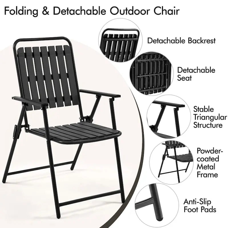 Yaheetech Lot de 2 chaises de jardin pliantes en plastique à lattes pour l'intérieur et l'extérieur