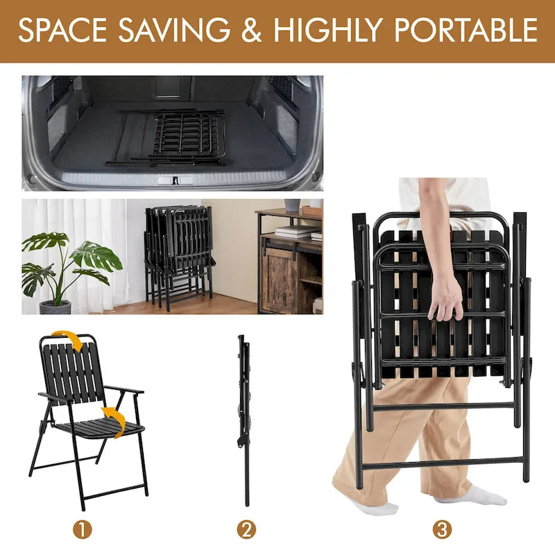 Yaheetech Lot de 2 chaises de jardin pliantes en plastique à lattes pour l'intérieur et l'extérieur