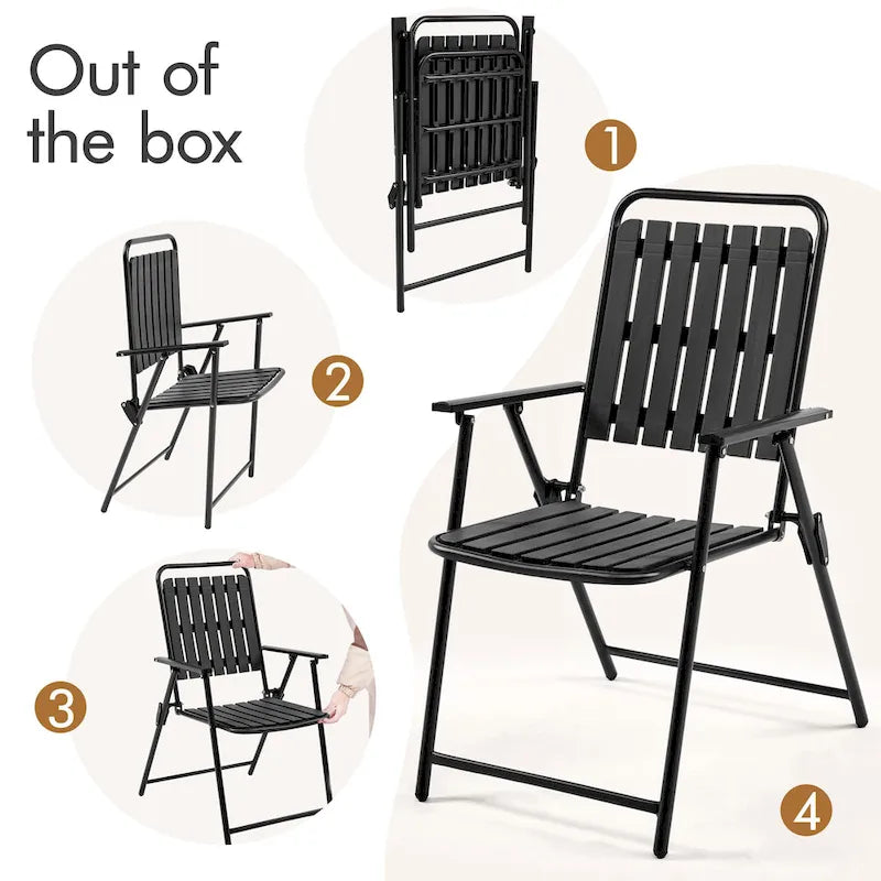 Yaheetech Lot de 2 chaises de jardin pliantes en plastique à lattes pour l'intérieur et l'extérieur
