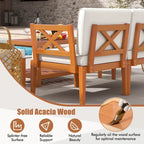 Ensemble de mobilier de jardin Costway 5 pièces en bois d'acacia avec coussins et étagère à 2 niveaux - Voir les détails