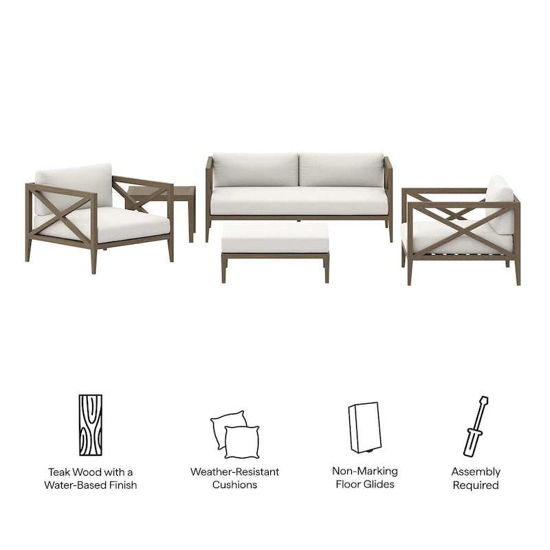 Ensemble de mobilier de jardin en teck Northlake 5 pièces