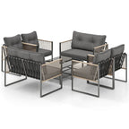 Ensemble de mobilier de patio Costway 4/8 pièces, canapé de conversation en rotin PE - 4 pièces